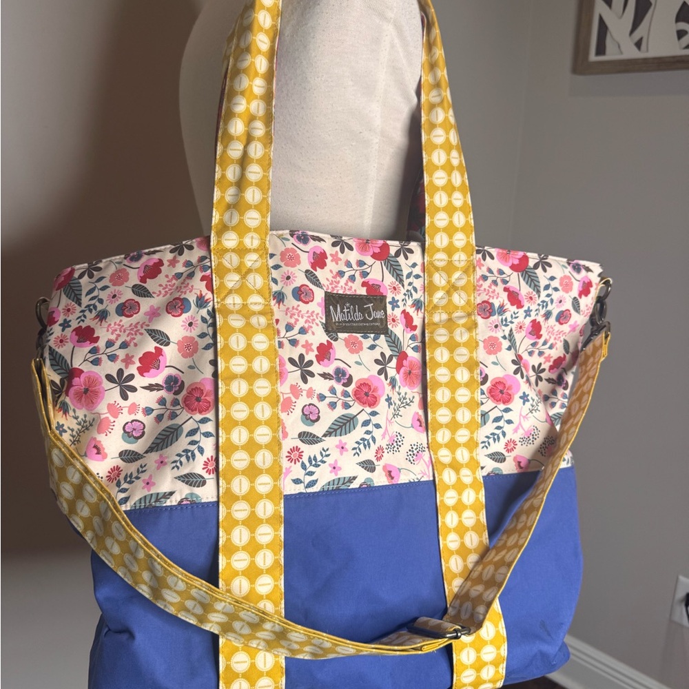 Matilda Jane going somewhere Blue and Yellow Gingham Tote